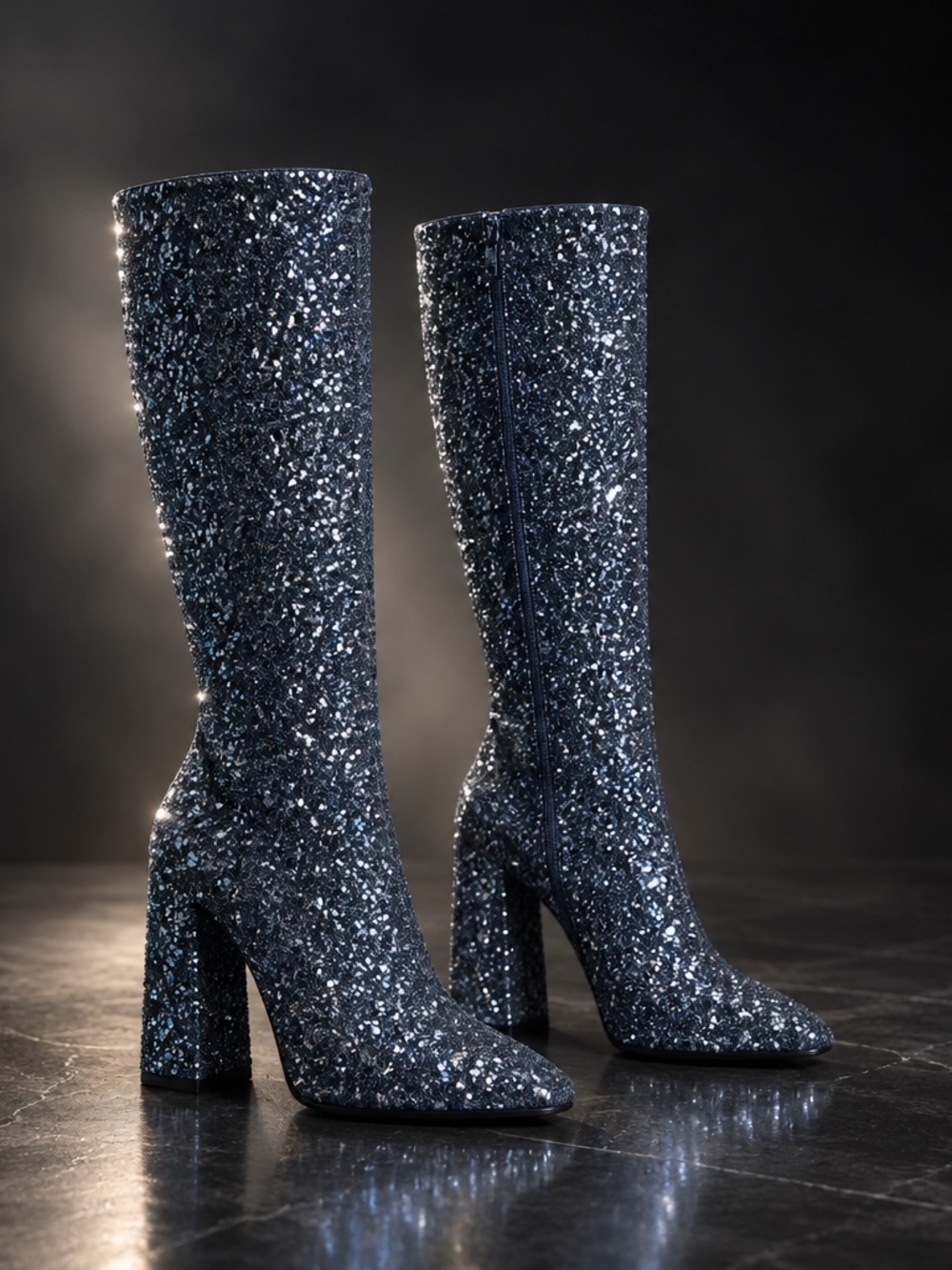 NWT Corkys Yolo Tall Glitter Knee High Boots Sapphire Blue Size 7